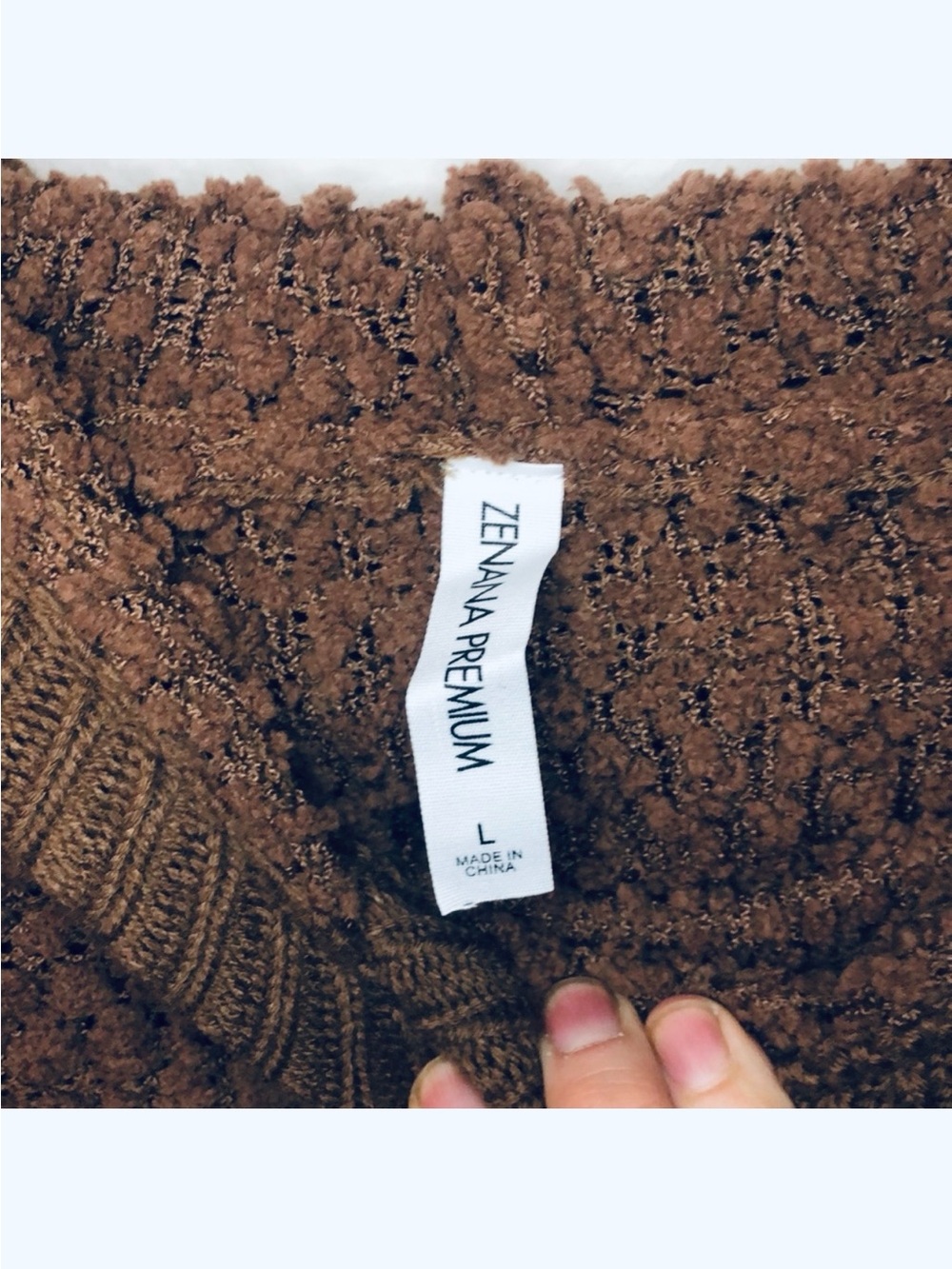 Zenana Outfitters Brown Hooded Popcorn Knit Sweater - Picture 5 of 6